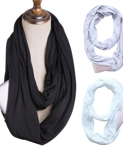 Multi-function Storage Zipper Scarf Multi-color Optional