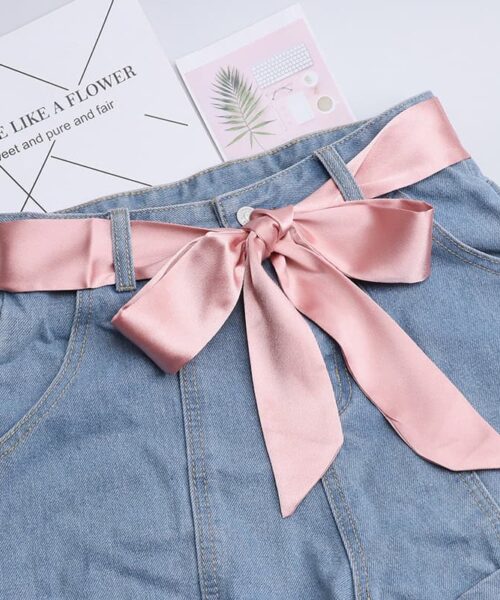 Fashion Solid Color Extra Long Wide Ribbon Belt