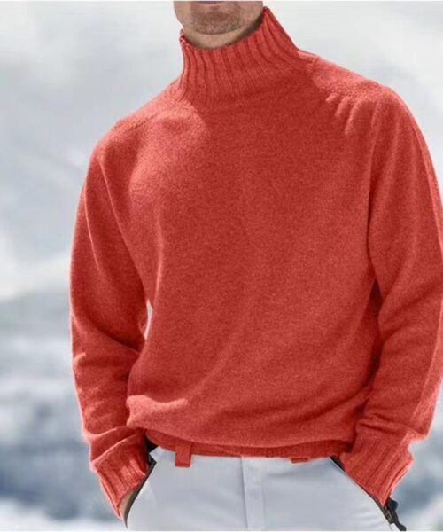Men's Base Knitting High Collar Warm Casual Knitted Sweater