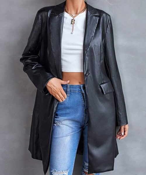 Women's Leather Slim Long-sleeved Windbreaker Blazer Top