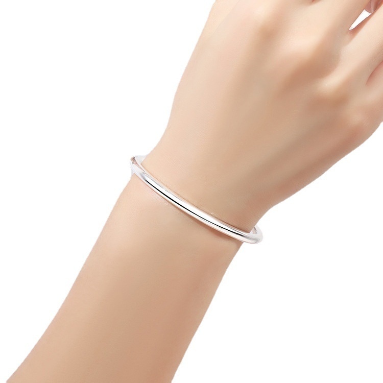 Pure Silver 9999 Glossy Bracelet Round Bar for Women