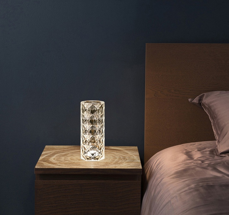 Nordic Crystal USB Table Lamp Touch Dimming Rose Projector