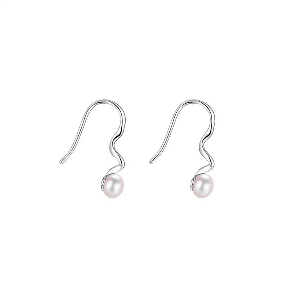 S925 Silver Spiral Pearl Earrings for Women