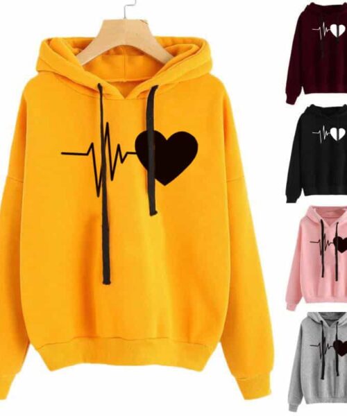 Heart Print Streetwear Hoodies Women Sweatshirt Spring Autumn Long Sleeve Hoodie Clothes