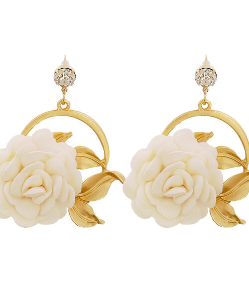 Ear Hanging Cloth Flower Earrings
