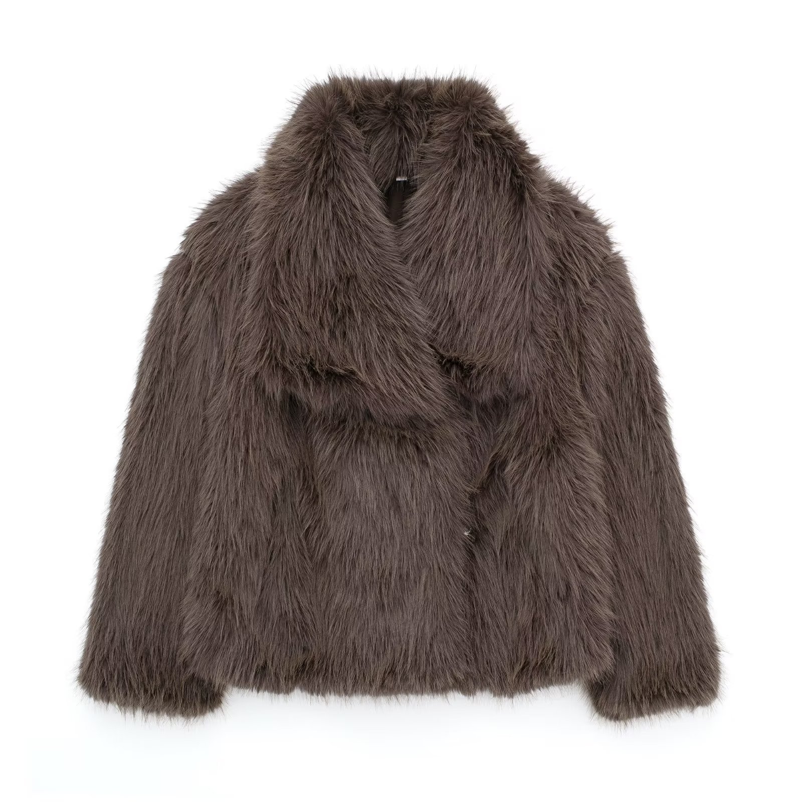 Winter Plush Coat Thick Lapel Casual Long Sleeve Tops