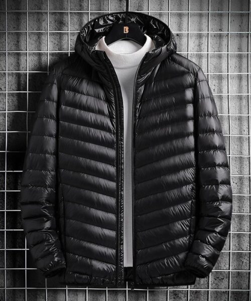 Men's Hooded Cotton Jacket Short Lightweight Cotton Coat
