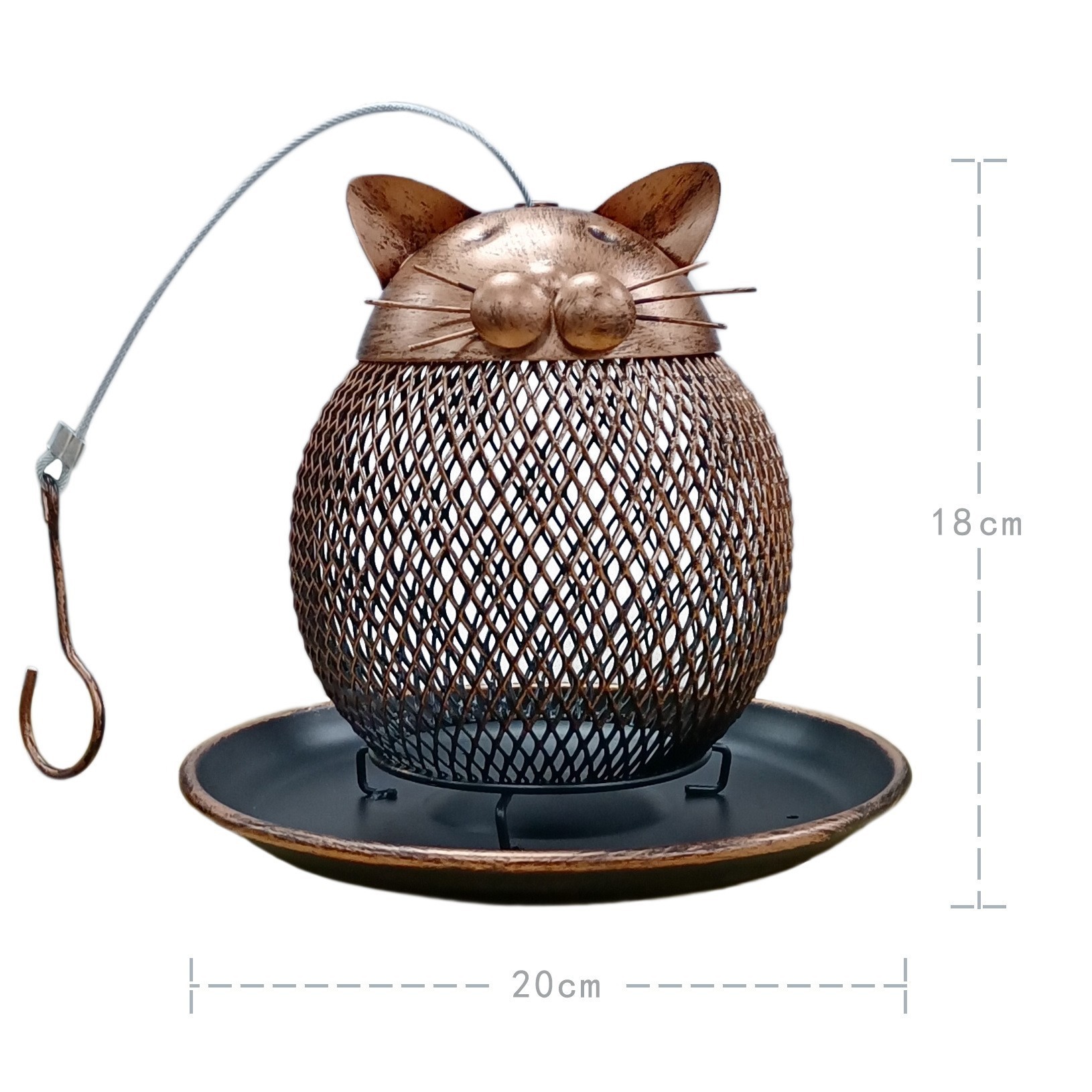 Cat Shape Bird Feeder Handmade Vintage Outdoor Decor