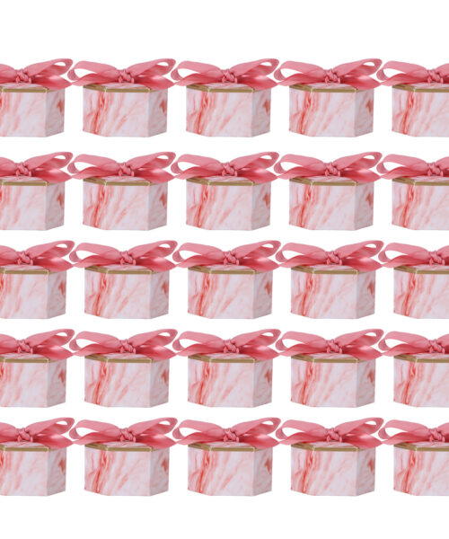 Hexagonal Candy Boxes - Pink Rose for Weddings (Set of 25)
