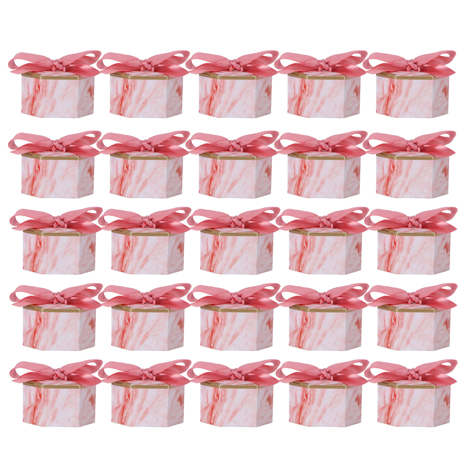 Hexagonal Candy Boxes - Pink Rose for Weddings (Set of 25)