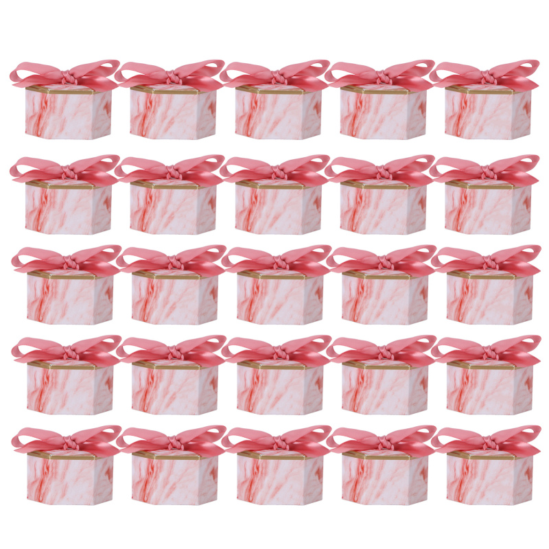 Hexagonal Candy Boxes - Pink Rose for Weddings (Set of 25)