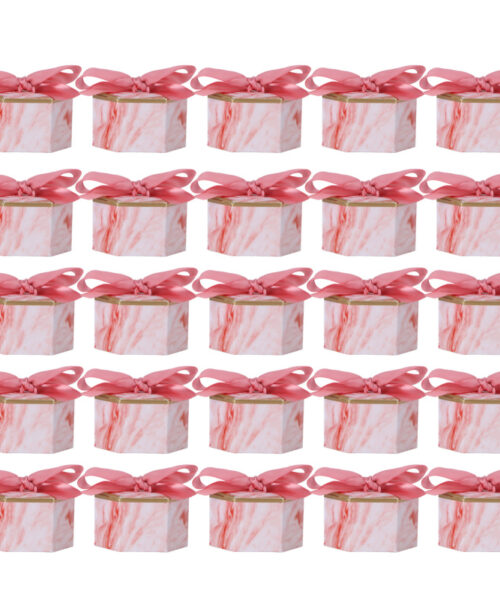 Hexagonal Candy Boxes - Pink Rose for Weddings (Set of 25)