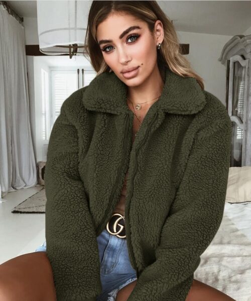 Explosion models plus velvet thick lapel short jacket women's long-sleeved cardigan wild shirt