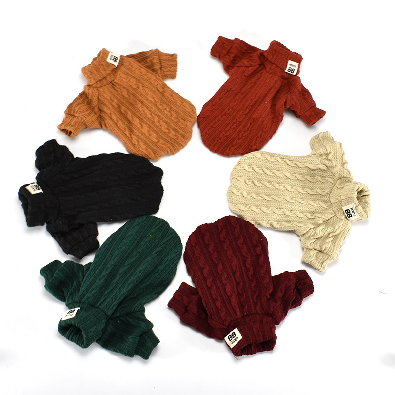 Dog Sweater Turtleneck Solid Color Dogs Clothes Warm Cotton
