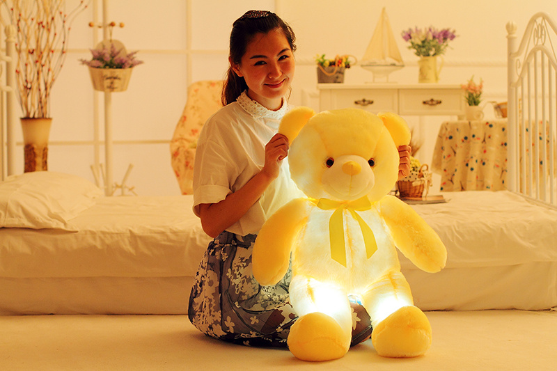 LED Light Up Teddy Bear Plush Toy Colorful Glow Pillow Gift