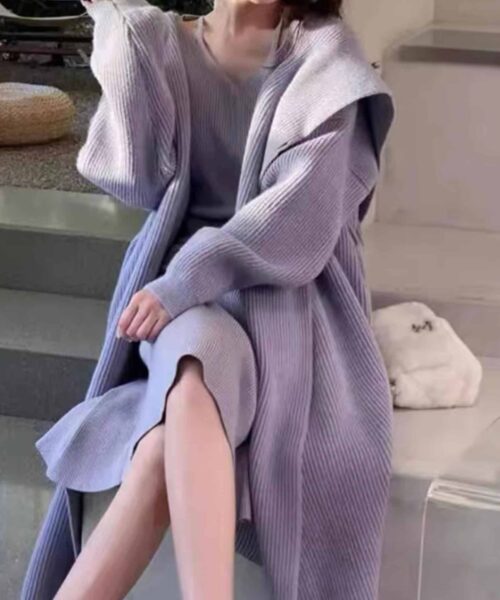 Green Alpaca Wool Sweater Coat Thickened Loose