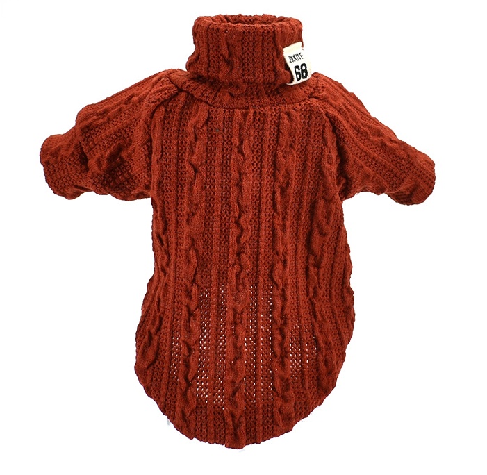 Dog Sweater Turtleneck Solid Color Dogs Clothes Warm Cotton