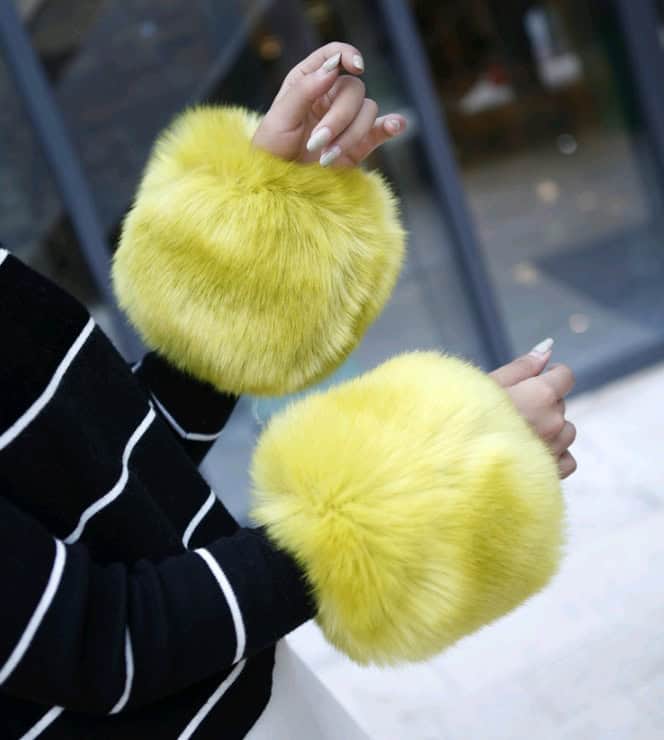 Warm sleeves fur cuff gloves windproof