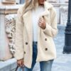 Loose Lapel Fluffy Coat Winter Button Jacket Cardigan Outwear
