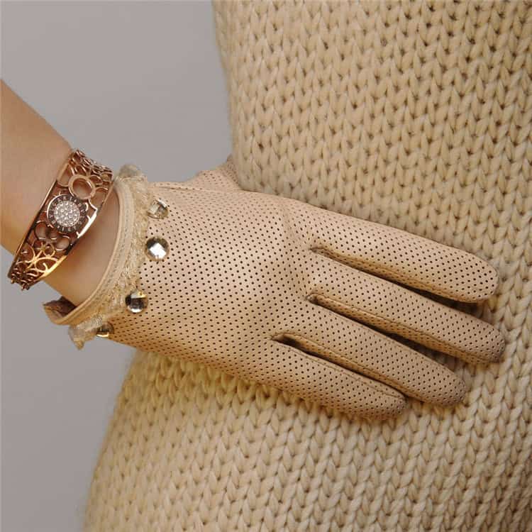 Ladies Sheepskin Perforated Breathable Single Leather