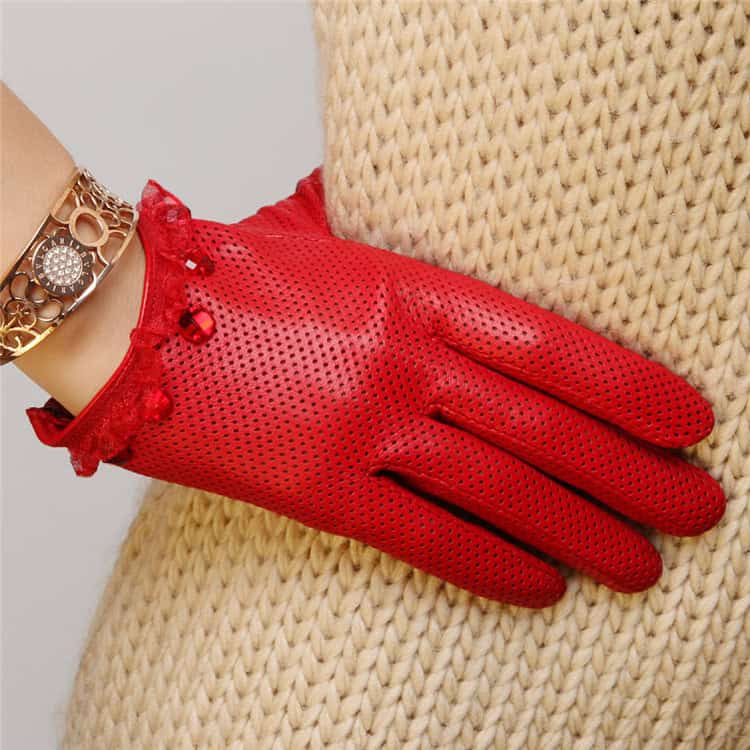 Ladies Sheepskin Perforated Breathable Single Leather
