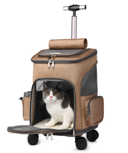Portable Folding Trolley Pet Backpack Traveling Cat Backpack