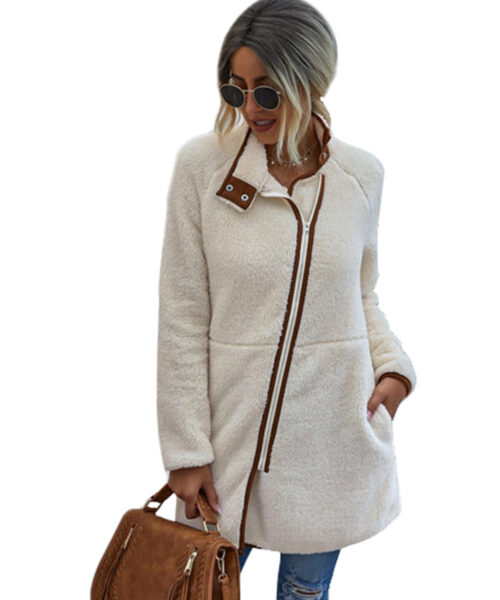 Women Clothes Winter Warm Pocket Fur Coat
