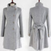 Woolen Women's Coat Mid Length Single Breasted Belted Woolen Coat