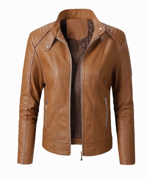 New Women's Leather Jackets Plus Velvet Jackets Fashion PU Ladies Leather Jackets