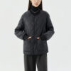 New Rhombus Sewing Cotton Coat Winter Warm Round-neck Jacket