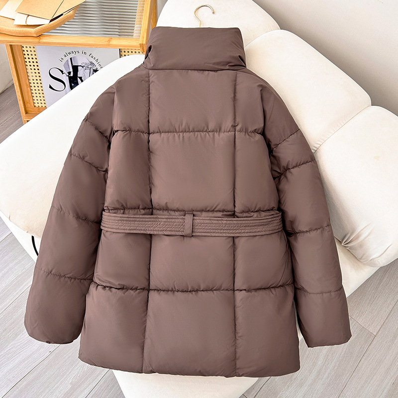 Winter Plaid Sewing Lapel Coat With Lace-up Design Fashion Loose