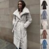 Fashion Large Lapel Long Coat Winter Warm Cotton Jacket