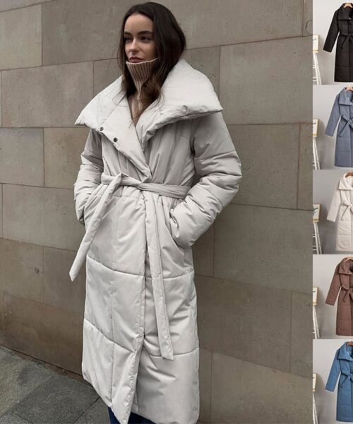 Fashion Large Lapel Long Coat Winter Warm Cotton Jacket