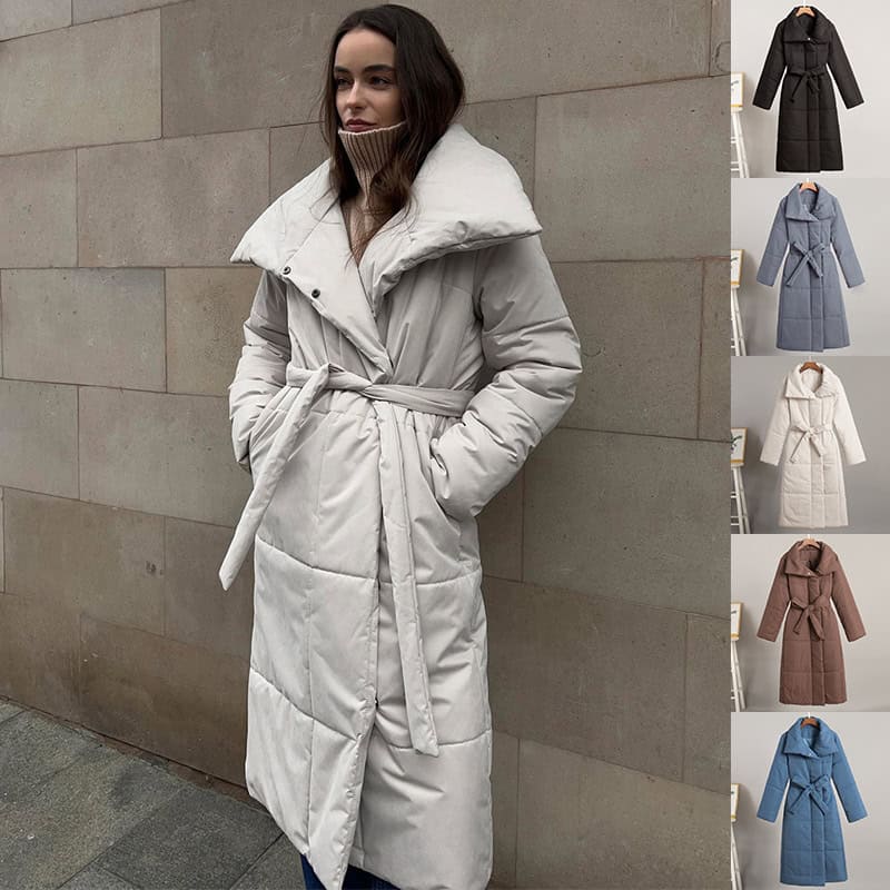 Fashion Large Lapel Long Coat Winter Warm Cotton Jacket