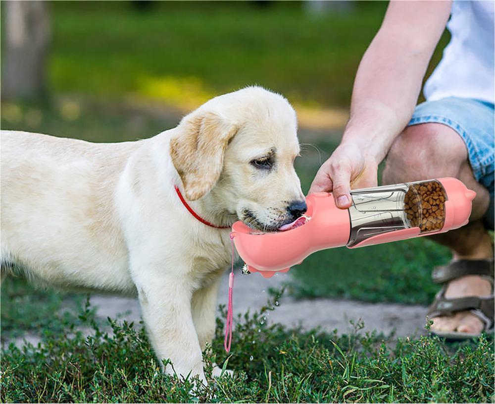 Pet Water Bottle Feeder Bowl Garbage Outdoor Travel 3 In 1 Dog Water Bottle
