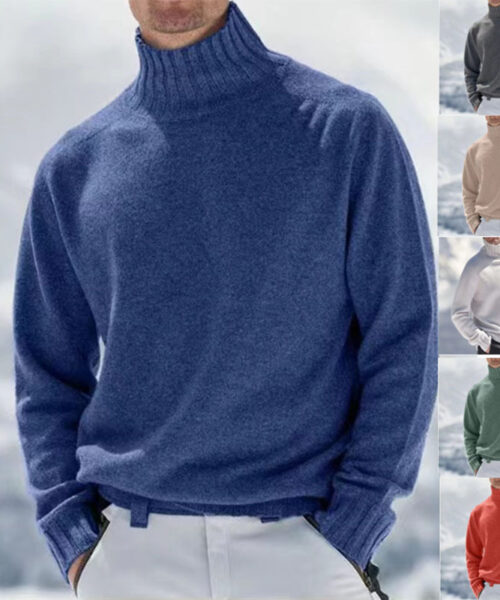 Men's Base Knitting High Collar Warm Casual Knitted Sweater
