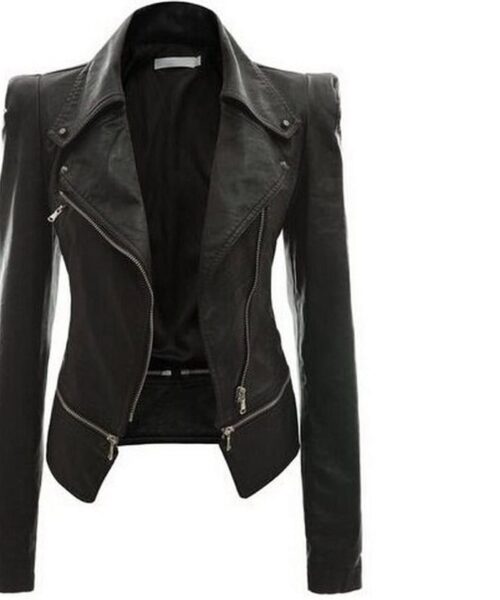 Motorcycle leather jacket jacket zipper two leather jacket