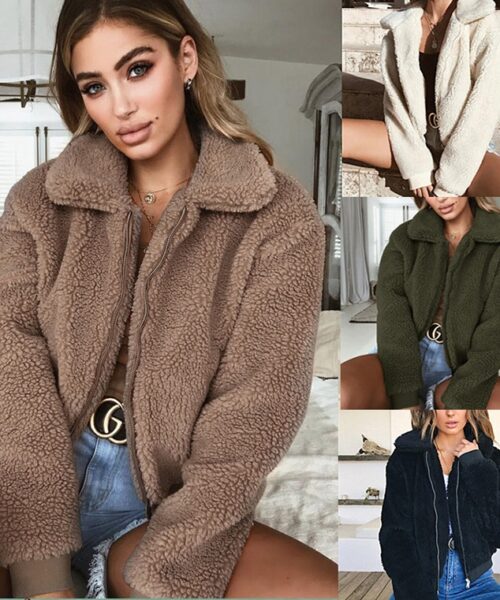 Explosion models plus velvet thick lapel short jacket women's long-sleeved cardigan wild shirt