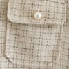 Women Plaid Thick Coat with Pearl Buttons and Pockets