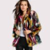 Winter Color Faux Fur Coats Women Elegant