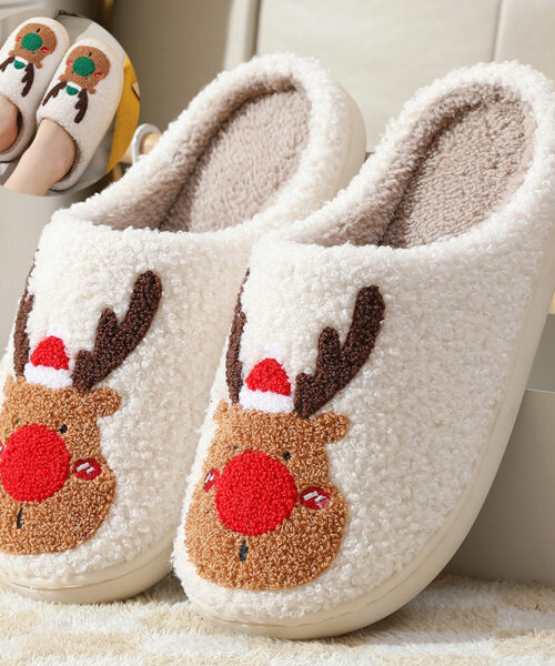 Christmas Shoes Winter Home Slippers Elk Soft Cozy