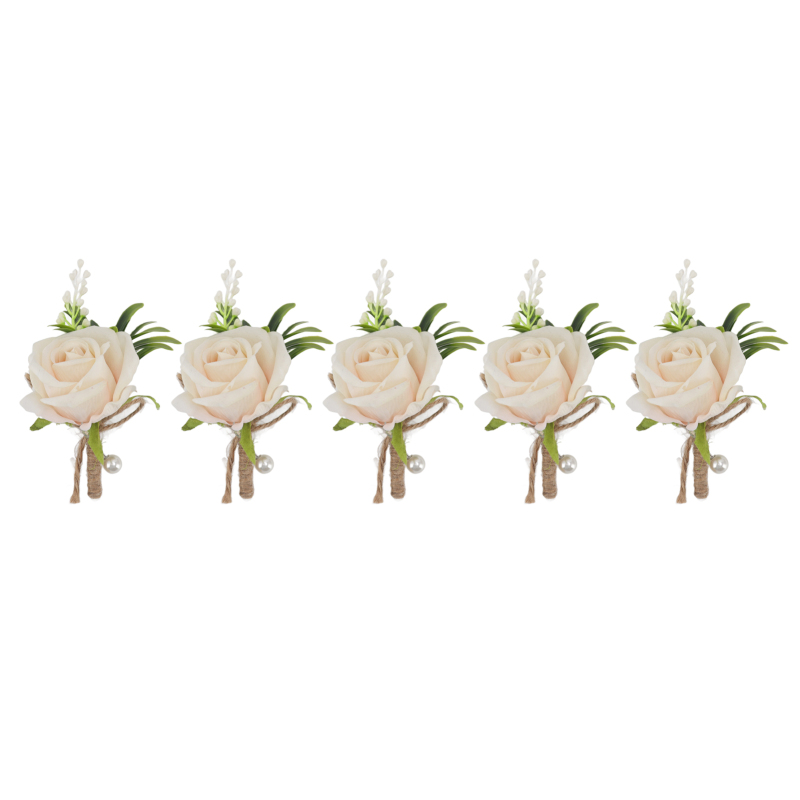 5PCS Pin Corsage Artificial Flower for Wedding Bride Groom
