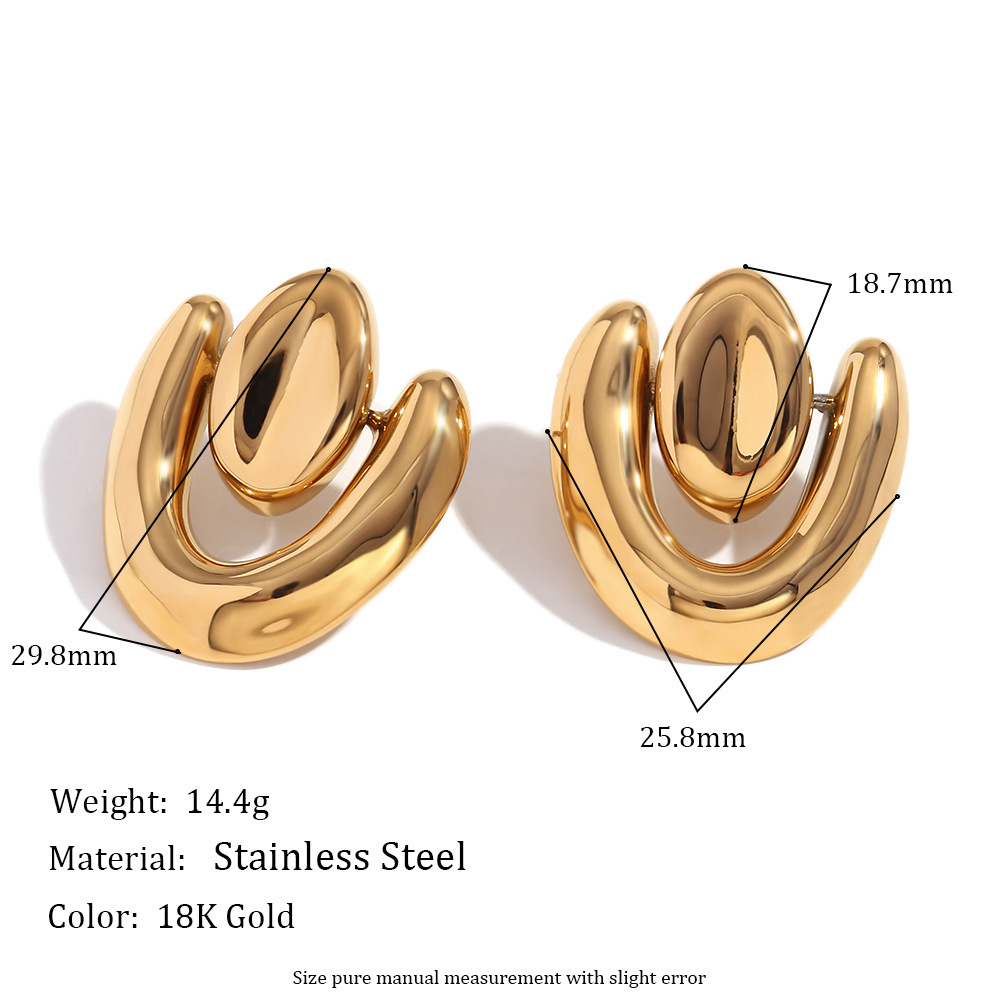 18K Gold Plated Stainless Steel Geometric Heart Earrings