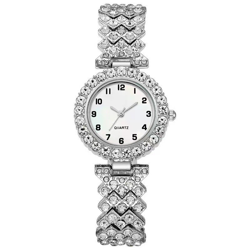 Luxury Women's Watch Set Silver Strap Quartz Bracelet Gift