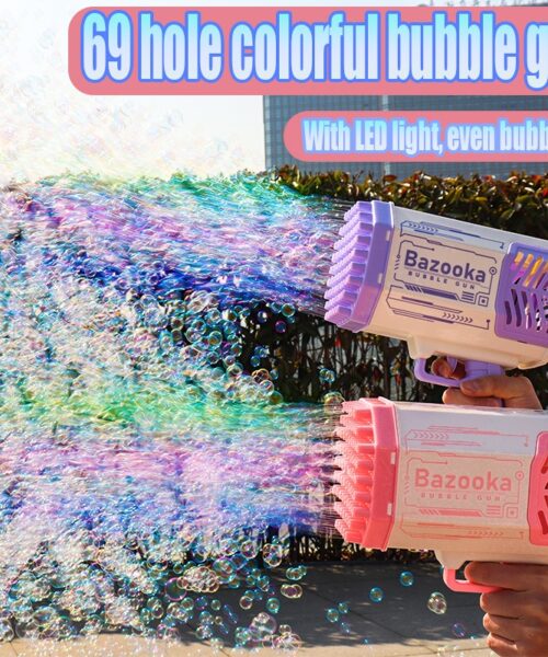 Bubble Gun Rocket 69 Holes Automatic Blower for Kids