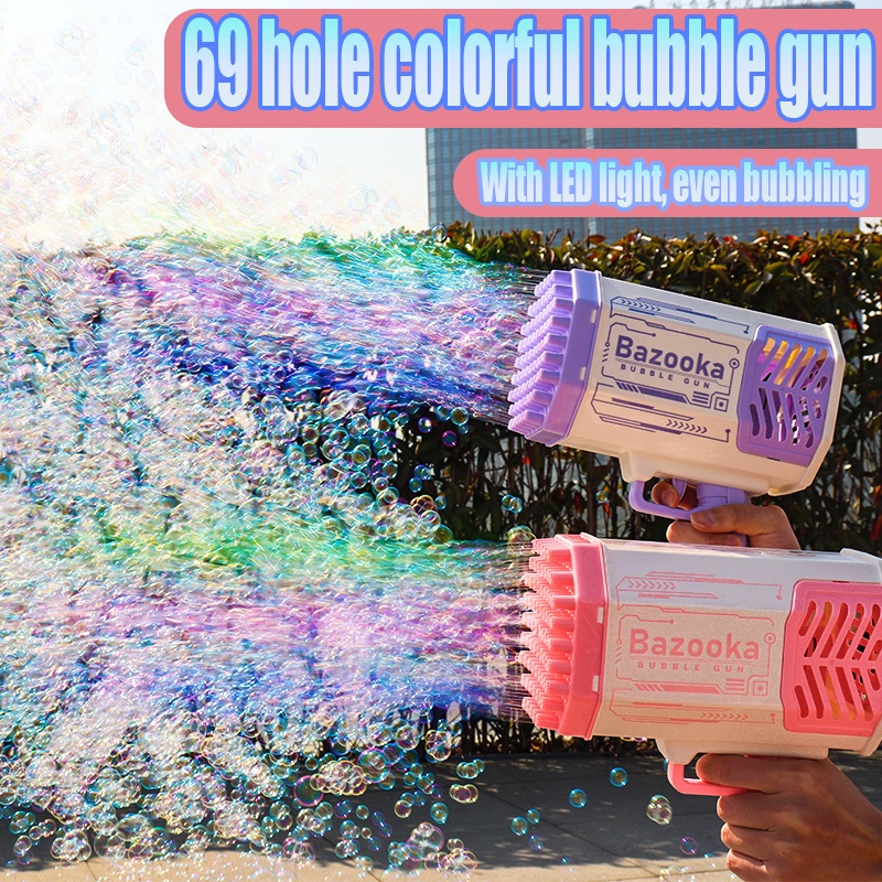 Bubble Gun Rocket 69 Holes Automatic Blower for Kids