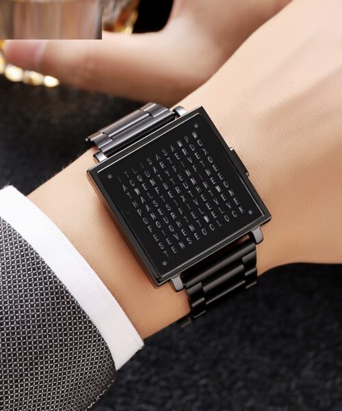 Creative LED Letter Display Square Steel Watch