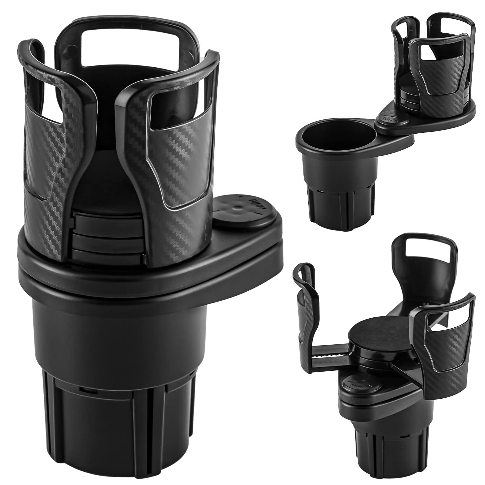 Car Cup Holder 360° Rotatable with Organizer Storage