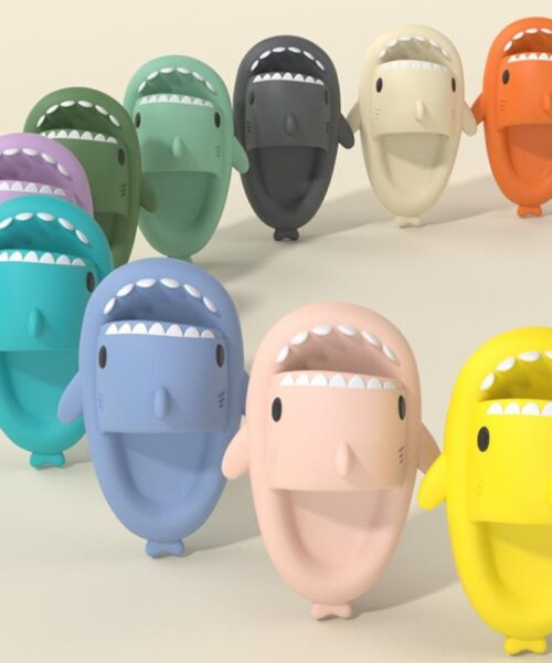 Adult's Slippers Indoor Outdoor Funny Shark Cartoon