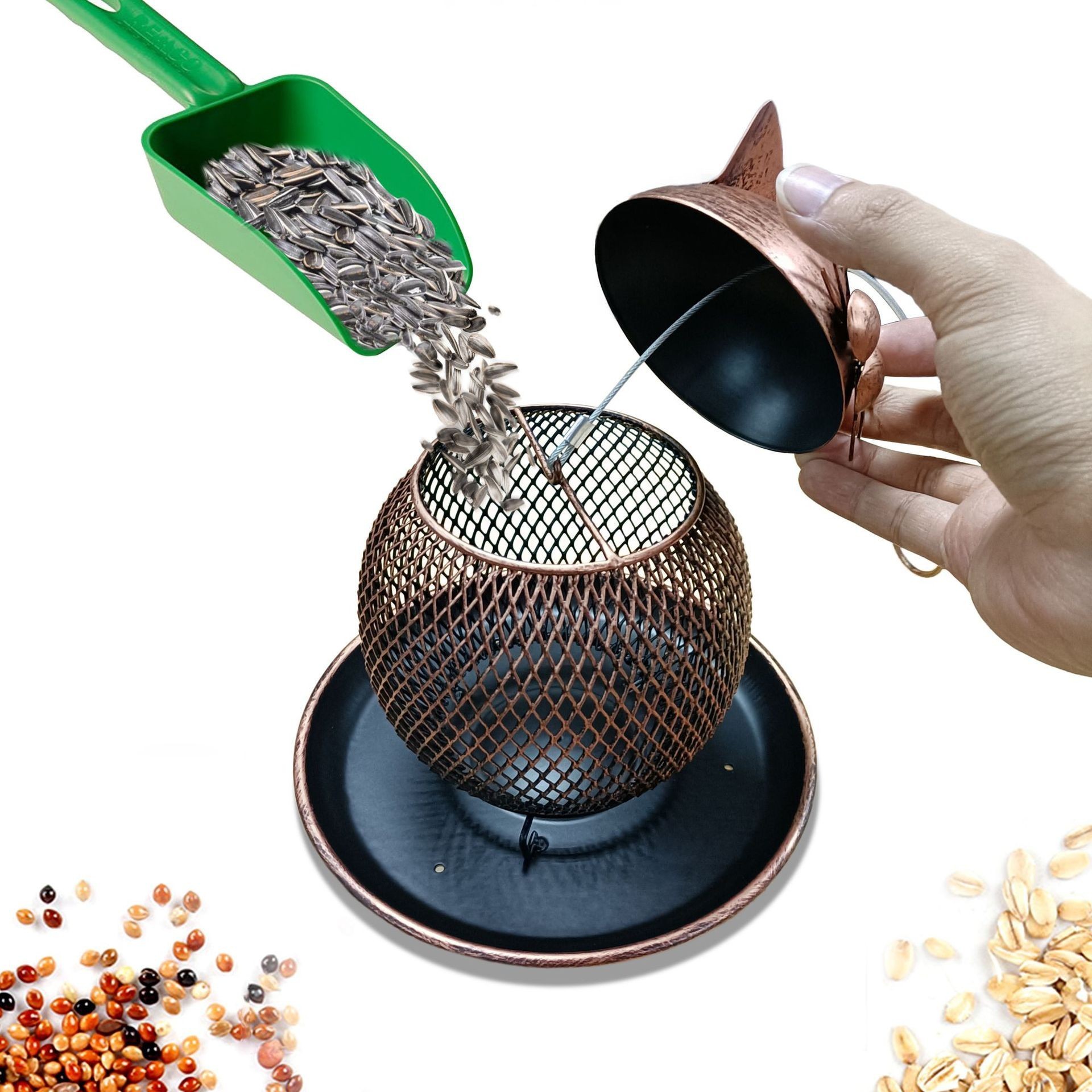 Cat Shape Bird Feeder Handmade Vintage Outdoor Decor
